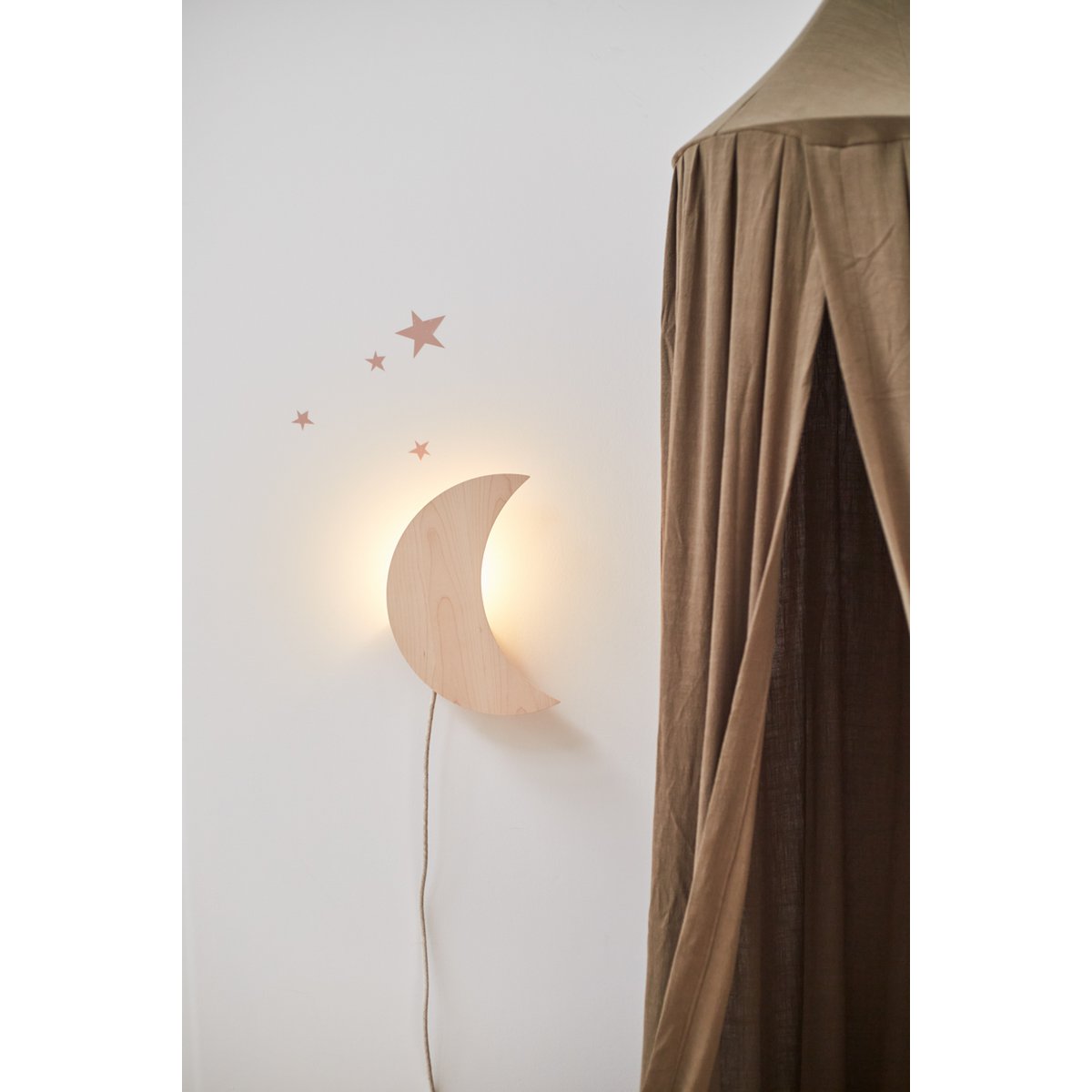 Houten wandlamp Maan